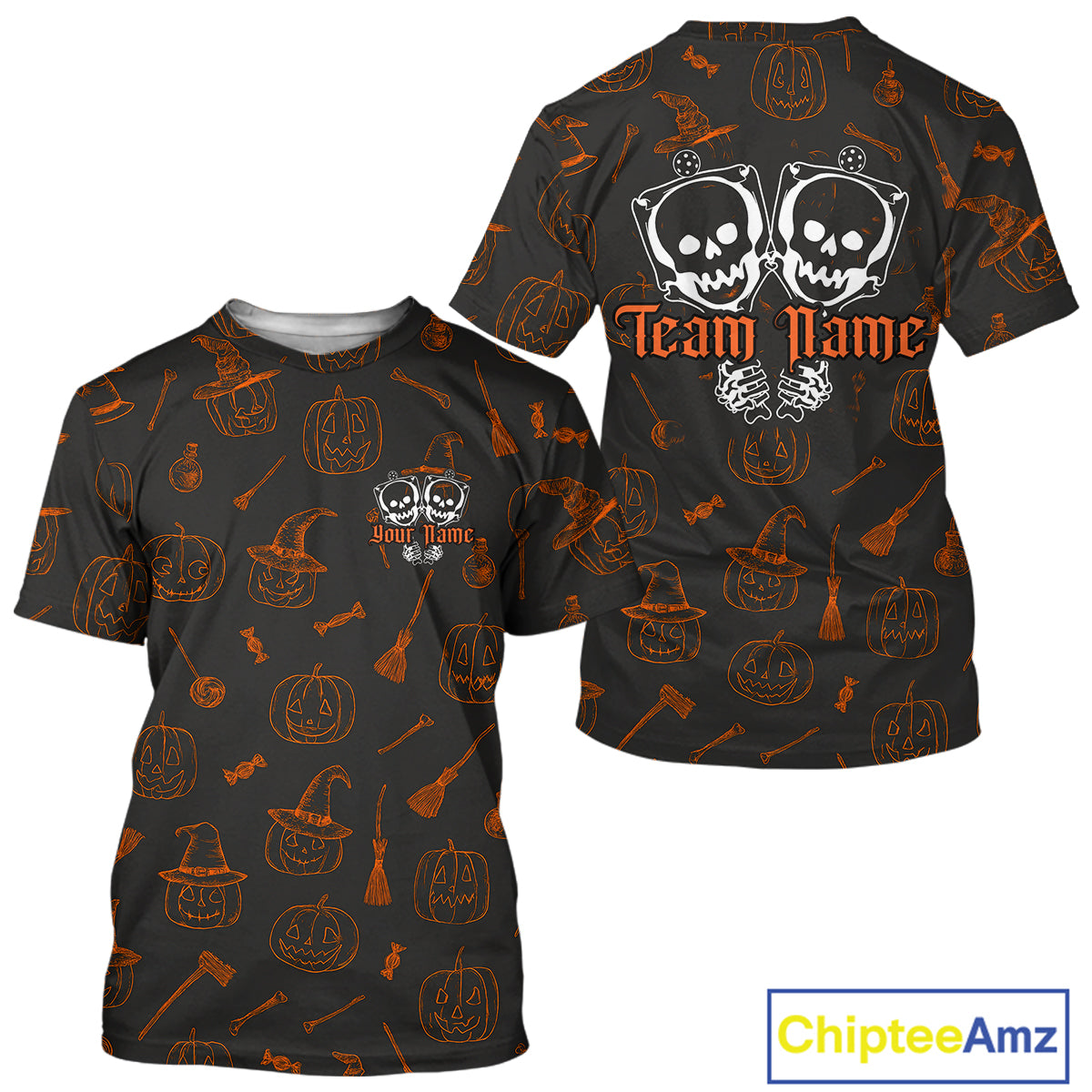 Custom Funny Halloween Pickleball T-Shirt For Men Outfits Halloween Pickleball Jerseys NYN1004