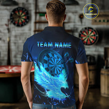 Load image into Gallery viewer, Blue-Lightning Eagle Dartboard Men's Darts Polo Shirt Custom Name For Darts Jersey NYN0735