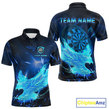 Load image into Gallery viewer, Blue-Lightning Eagle Dartboard Men's Darts Polo Shirt Custom Name For Darts Jersey NYN0735