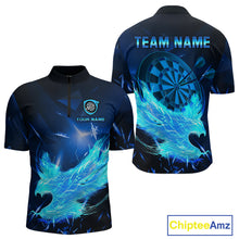 Load image into Gallery viewer, Blue-Lightning Eagle Dartboard Men's Darts 1/4 Zip Shirt Custom Name For Darts Jersey NYN0735