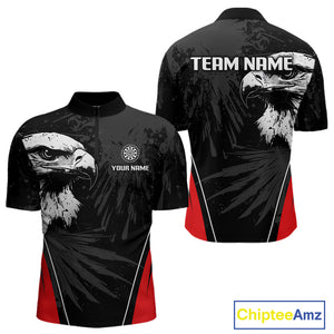 Custom Men's Darts Jersey Grunge Eagle And Dartboard Design For Darts Team NYN0272