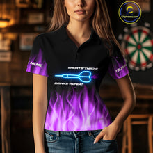 Load image into Gallery viewer, Custom Purple Flames Patriotic Dart Shirt For Women American Flag Dart Team Jerseys NYN1053