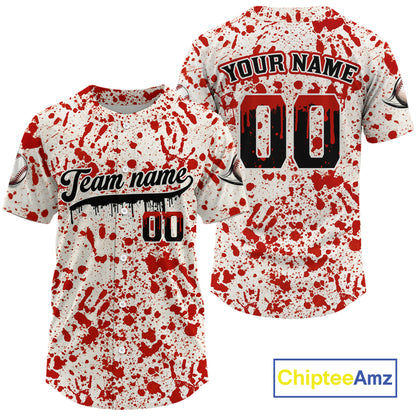Custom Red Blood Halloween Baseball Shirt For Men Creepy Baseball Tournament Jerseys NYN1387