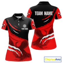 Load image into Gallery viewer, Custom Dart Team Shirt For Women With Crimson Phoenix On Black Linear Pattern NYN0277