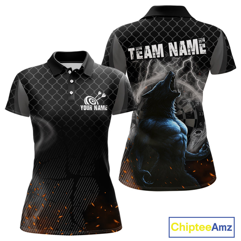 Women's Custom Darts Jersey With Thunder Wolfs & Dark Geometric Pattern NYN0283