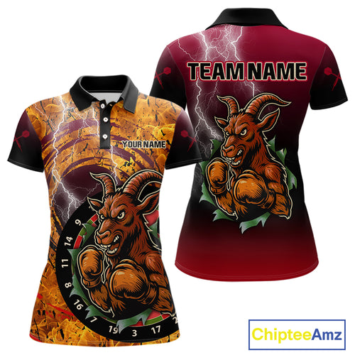 Brown Boxing Goat Dartboard Colorful Darts Shirt For Women - Custom Darts Jersey NYN0534