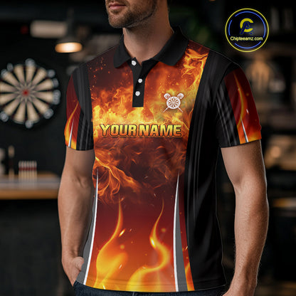 Flaming Hand Holding Dart Arrow Men's Darts Shirt - Custom Name For Darts Jersey NYN0546
