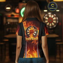 Load image into Gallery viewer, Flaming Hand Holding Dart Arrow Women&#39;s Darts Shirt - Custom Name For Darts Jersey NYN0546