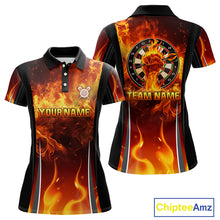 Load image into Gallery viewer, Flaming Hand Holding Dart Arrow Women&#39;s Darts Shirt - Custom Name For Darts Jersey NYN0546