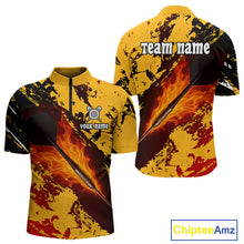Load image into Gallery viewer, Men's Custom Darts Shirt With Flame Dart Arrows And Black-Yellow Grunge Pattern NYN0290