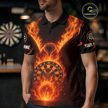 Load image into Gallery viewer, Custom Orange Flames Eagle Dartboard Dart Shirt For Men, Outfits Darts Team Jersey NYN1083