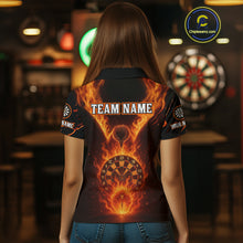 Load image into Gallery viewer, Custom Orange Flames Eagle Dartboard Dart Shirt For Women, Outfits Darts Team Jersey NYN1083