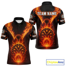 Load image into Gallery viewer, Custom Orange Flames Eagle Dartboard Dart Shirt For Men, Outfits Darts Team Jersey NYN1083
