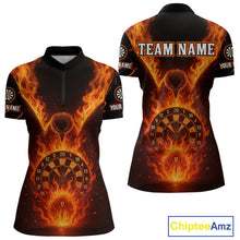 Load image into Gallery viewer, Custom Orange Flames Eagle Dartboard Dart Shirt For Women, Outfits Darts Team Jersey NYN1083