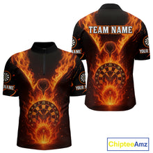 Load image into Gallery viewer, Custom Orange Flames Eagle Dartboard Dart Shirt For Men, Outfits Darts Team Jersey NYN1083