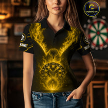 Load image into Gallery viewer, Custom Yellow Flames Eagle Dartboard Dart Shirt For Women, Outfits Darts Team Jersey NYN1084