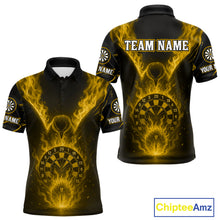 Load image into Gallery viewer, Custom Yellow Flames Eagle Dartboard Dart Shirt For Men, Outfits Darts Team Jersey NYN1084