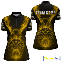 Load image into Gallery viewer, Custom Yellow Flames Eagle Dartboard Dart Shirt For Women, Outfits Darts Team Jersey NYN1084