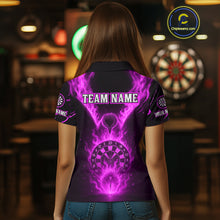 Load image into Gallery viewer, Custom Purple Flames Eagle Dartboard Dart Shirt For Women, Outfits Darts Team Jersey NYN1085