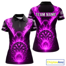 Load image into Gallery viewer, Custom Purple Flames Eagle Dartboard Dart Shirt For Women, Outfits Darts Team Jersey NYN1085