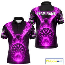 Load image into Gallery viewer, Custom Purple Flames Eagle Dartboard Dart Shirt For Men, Outfits Darts Team Jersey NYN1085
