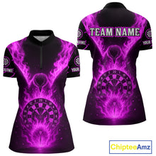 Load image into Gallery viewer, Custom Purple Flames Eagle Dartboard Dart Shirt For Women, Outfits Darts Team Jersey NYN1085