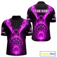 Load image into Gallery viewer, Custom Purple Flames Eagle Dartboard Dart Shirt For Men, Outfits Darts Team Jersey NYN1085
