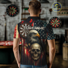 Load image into Gallery viewer, Personalized US Flag &amp; Eagle Grunge Patriotic Darts Shirt For Men, Darts Team Shirt NYN1095