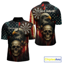 Load image into Gallery viewer, Personalized US Flag &amp; Eagle Grunge Patriotic Darts Shirt For Men, Darts Team Shirt NYN1095