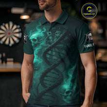 Load image into Gallery viewer, Darts - It's Is In My DNA Personalized Turquoise Dart Shirt For Men Skull Dartboard Dart Team Shirts NYN1124