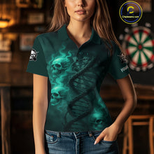 Load image into Gallery viewer, Darts - It&#39;s Is In My DNA Personalized Turquoise Dart Shirt For Women Skull Dartboard Dart Team Shirts NYN1124