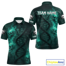 Load image into Gallery viewer, Darts - It's Is In My DNA Personalized Turquoise Dart Shirt For Men Skull Dartboard Dart Team Shirts NYN1124