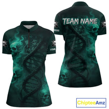 Load image into Gallery viewer, Darts - It&#39;s Is In My DNA Personalized Turquoise Dart Shirt For Women Skull Dartboard Dart Team Shirts NYN1124