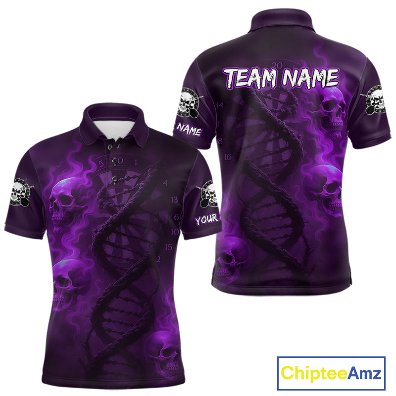 Darts - It's Is In My DNA Personalized Purple Dart Shirt For Men Skull Dartboard Dart Team Shirts NYN1126
