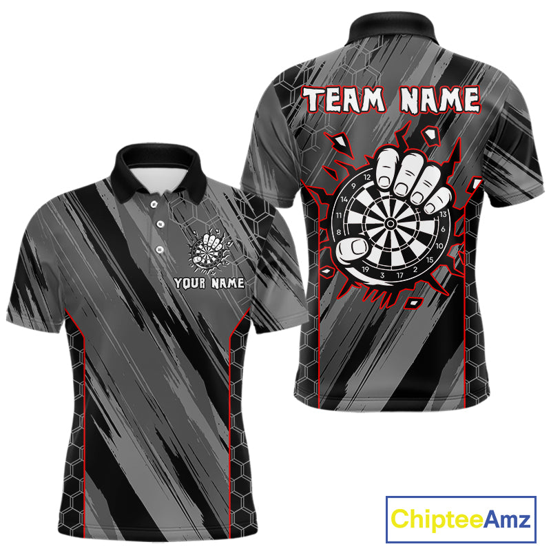 Men’s Custom Darts Shirt - Cracked Dartboard In Grip | Name Personalization NYN0318