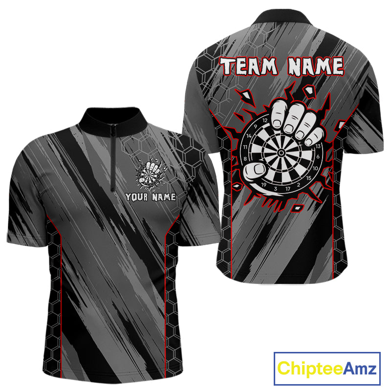 Men’s Custom Darts Shirt - Cracked Dartboard In Grip | Name Personalization NYN0318