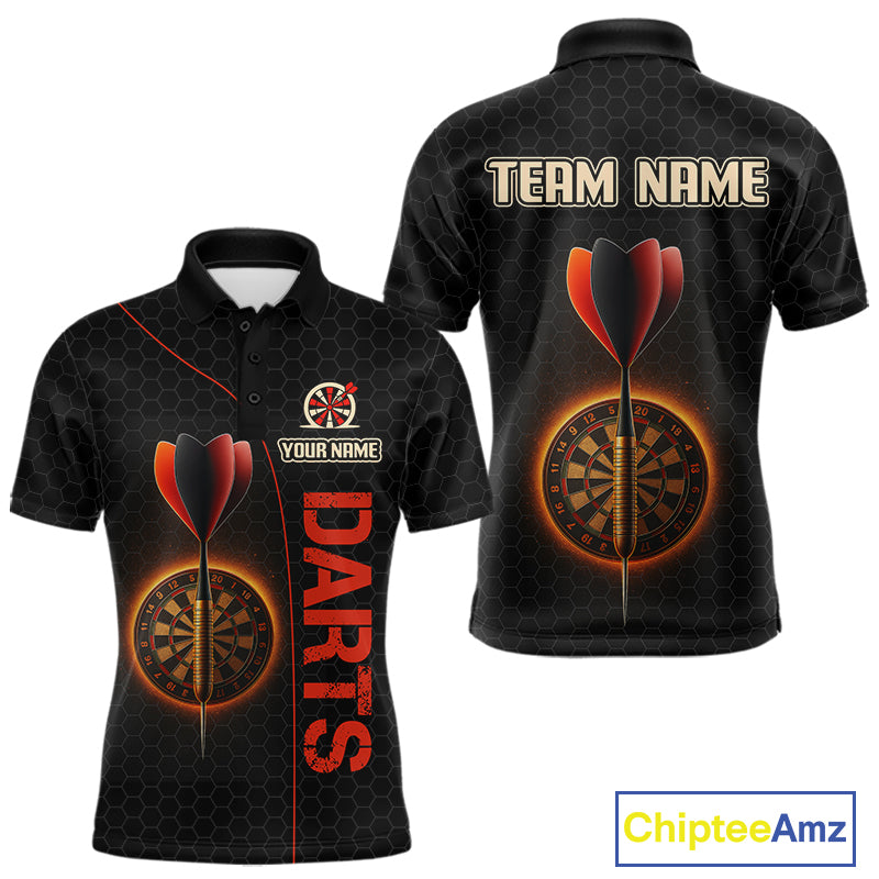 Red Flaming Dartboard & Dart Arrow Darts Shirt For Men - Custom Team Jersey NYN0584