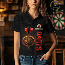 Load image into Gallery viewer, Red Flaming Dartboard &amp; Dart Arrow Darts Shirt For Women - Custom Team Jersey NYN0584