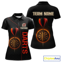 Load image into Gallery viewer, Red Flaming Dartboard &amp; Dart Arrow Darts Shirt For Women - Custom Team Jersey NYN0584
