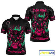 Load image into Gallery viewer, Flaming Rabbit &amp; Pink Dartboard Darts Shirt For Men - Custom Name &amp; Team Jersey NYN0593