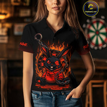 Load image into Gallery viewer, Flaming Rabbit &amp; Orange Dartboard Darts Shirt For Women - Custom Name &amp; Team Jersey NYN0594