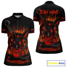 Load image into Gallery viewer, Flaming Rabbit &amp; Orange Dartboard Darts Shirt For Women - Custom Name &amp; Team Jersey NYN0594