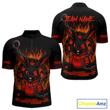 Load image into Gallery viewer, Flaming Rabbit &amp; Orange Dartboard Darts Shirt For Men - Custom Name &amp; Team Jersey NYN0594