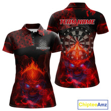 Load image into Gallery viewer, US Flag &amp; Skull Custom Patriotic Red Dart Polo Shirts For Women, Dart Team Jerseys NYN0785