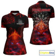 Load image into Gallery viewer, US Flag &amp; Skull Custom Patriotic Red Dart 1/4-Zip Shirts For Women, Dart Team Jerseys NYN0785