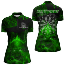 Load image into Gallery viewer, US Flag &amp; Skull Custom Patriotic Green Dart 1/4-Zip Shirts For Men, Dart Team Jerseys NYN0786
