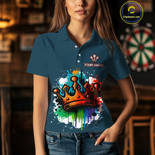 Load image into Gallery viewer, Colorful Dripping Crown Darts Grunge Darts Shirt For Women - Custom Name &amp; Team NYN0600
