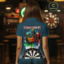 Load image into Gallery viewer, Colorful Dripping Crown Darts Grunge Darts Shirt For Women - Custom Name &amp; Team NYN0600