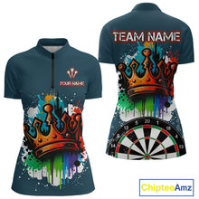 Load image into Gallery viewer, Colorful Dripping Crown Darts Grunge Darts Shirt For Women - Custom Name &amp; Team NYN0600
