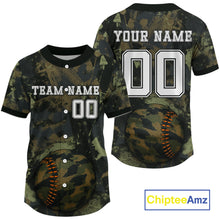 Load image into Gallery viewer, Men&#39;s Camouflage Baseball Jersey Custom Military Green Camo, Youth Baseball Jerseys NYN1147